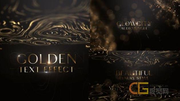 高端奢华黑金粒子抽象流体背景文字标题动画节日庆典晚会-AE模板