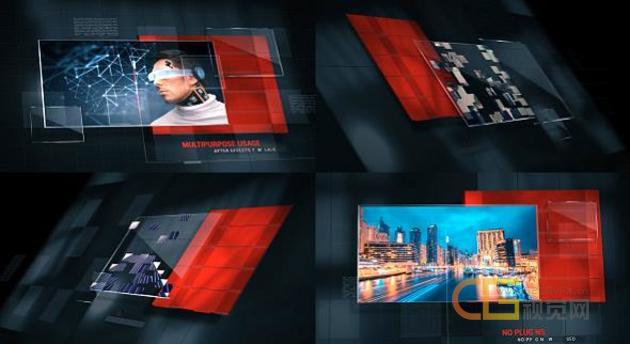 透明玻璃片网格矩阵立方体科技感展示公司宣传图文内容幻灯片视频-AE模板下载