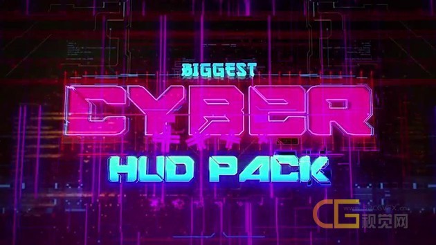 235组赛博朋克科幻HUD信号损坏文字标题背景元素动画