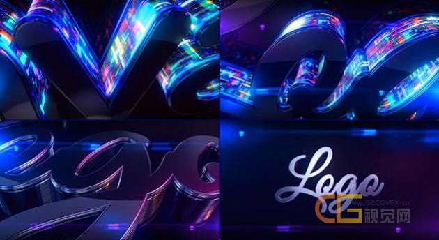 E3D制作科立体LOGO技感三维动画片头-AE模板
