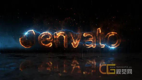 AE模板-SABER插件制作史诗火焰燃烧闪电粒子演绎电影标志LOGO开场动画Fire and Lightning Logo