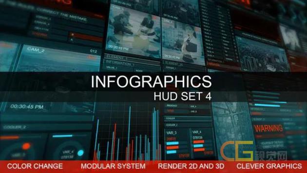 HUD高科技智能图形信息图表动画视频-AE模板素材