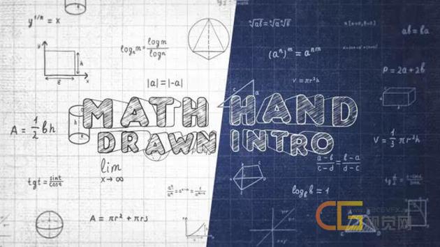 手绘风格图形元素定格动画简介数学宣传片头视频-AE模板下载