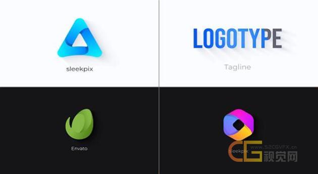 扁平化线条绘画LOGO生长挤压3D长阴影动画视觉效果-AE模板