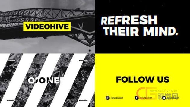 动感节奏快闪图文切换展示介绍 Powerful Modern Intro-AE模板下载