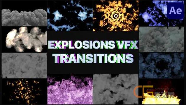 烟雾爆炸VFX特效动画视频转场效果制作AE模板