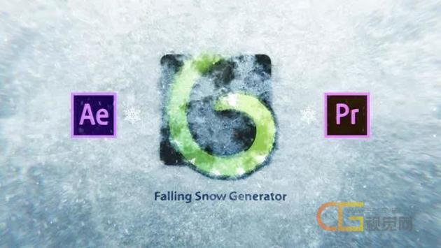 4K新年粒子雪花飘落Logo片头动画Snow Falling Generator AE/PR模板