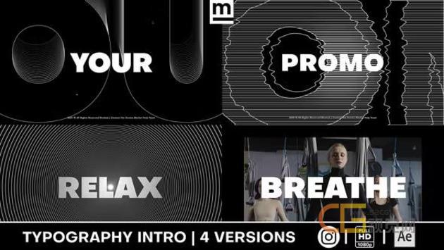 AE模板个性创意文字排版视频包装宣传片头 Typography Electro Sport Promo