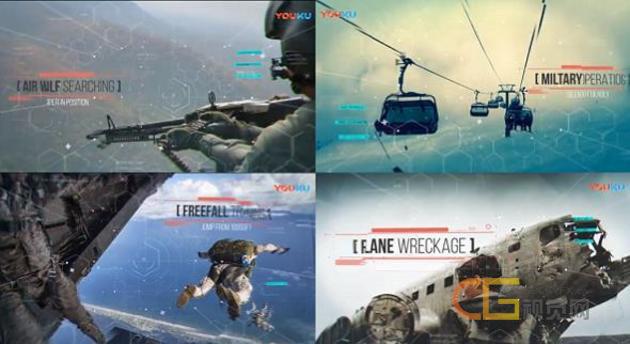 高科技HUD蜂窝状线条视差故障特效体育游戏电子预告片-AE模板下载