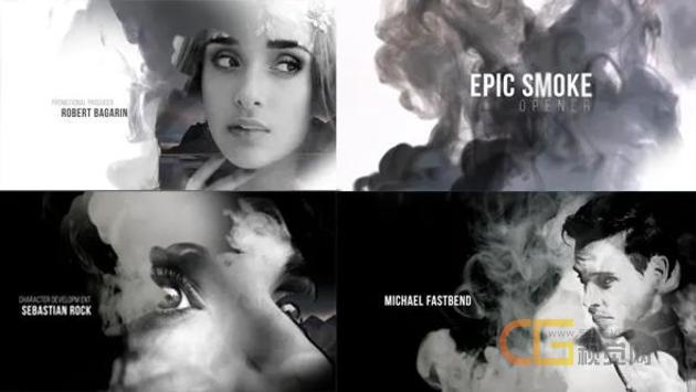 艺术风水墨烟雾双重影效果遮罩动画视频特效宣传片相册-AE模板