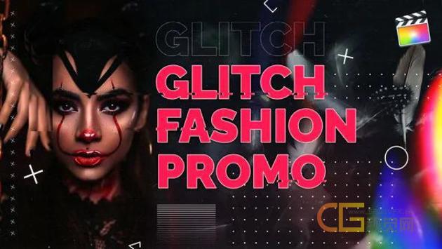 时尚快闪节奏字幕幻灯片开场FCPX模板 Glitch Fashion Promo