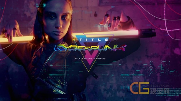 55个赛博朋克酷炫科技感标题HUD霓虹灯牌LOGO标题转场动画 mTitle Cyberpunk-FCPX插件