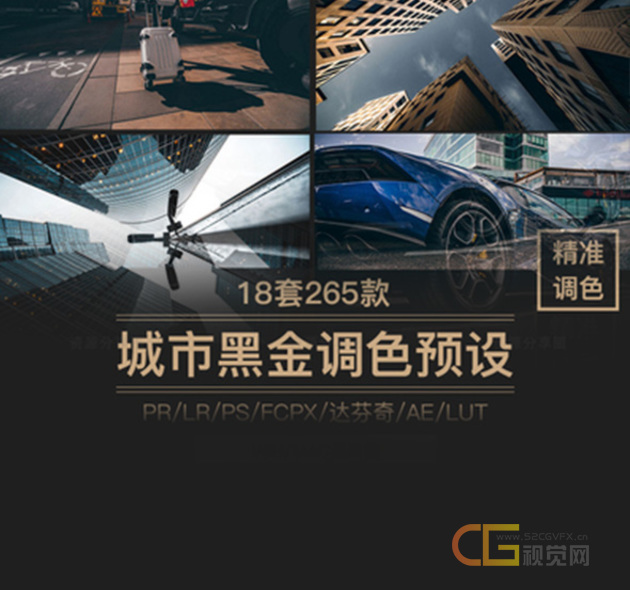 265款LR/PS预设工业风城市黑金夜景旅街拍胶片人像PR/AE/FCPX/Luts调色
