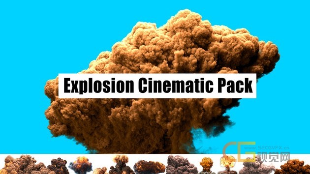 13组爆炸特效战争影视动作片动画 Cinematic Explosions Pack 含透明通道