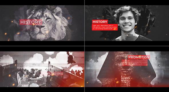 水墨遮罩历史回忆照片相册片头动-FCPX插件